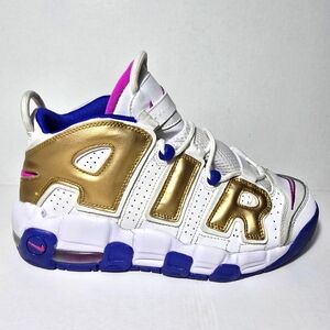 Nike Air More Uptempo GS 415082-106 White Gold Fuchsia Size 6.5Y